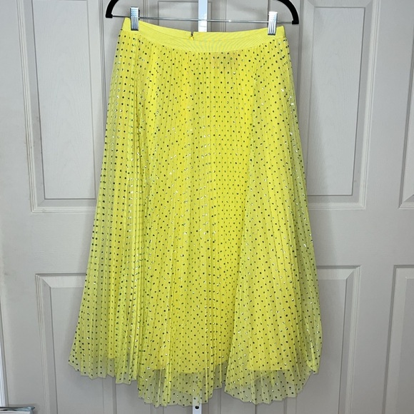 Sunny Yellow J Crew Polkadot Pleated Tulle Skirt size 2 - Picture 1 of 4